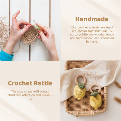Cotton Music Toys Baby Teether Crochet Lemon Rattle Gift 2
