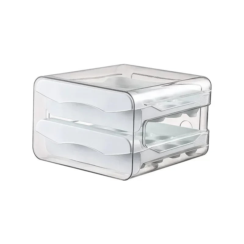 Foodgrade Egg Holder Refrigerator Egg Storage Box With Automatic Rolling Drawerstyle Egg Rack Doubl
