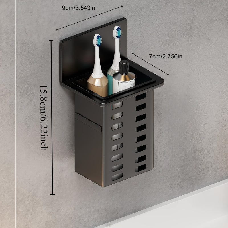 Functional Toothpaste and Toothbrush Bathroom Stand, Wall-Mounted Toothbrush Storage Rack, Bathroom Storage Organizer