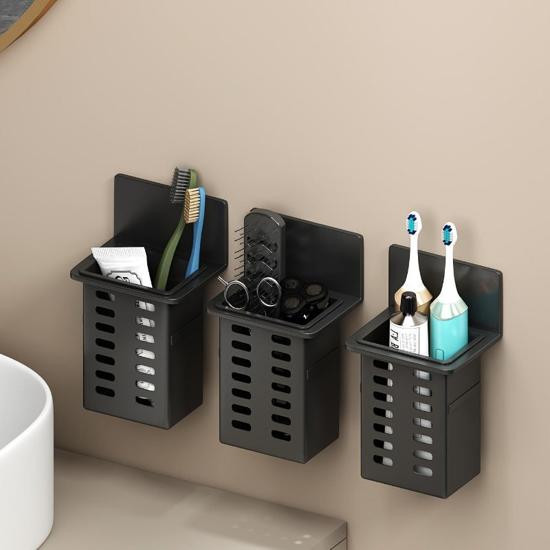 Functional Toothpaste and Toothbrush Bathroom Stand, Wall-Mounted Toothbrush Storage Rack, Bathroom Storage Organizer