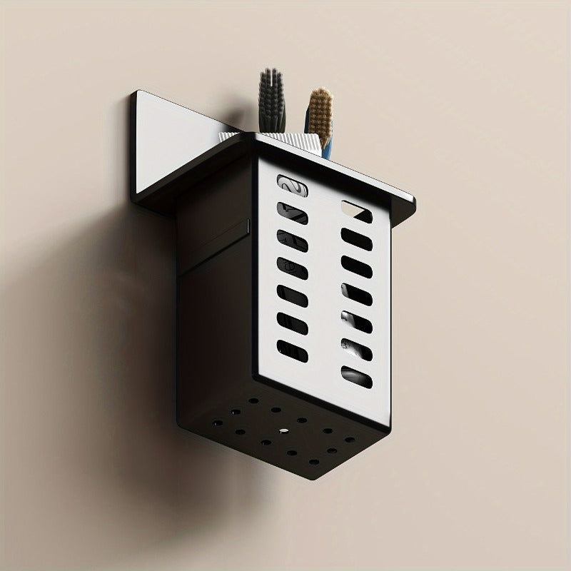 Functional Toothpaste and Toothbrush Bathroom Stand, Wall-Mounted Toothbrush Storage Rack, Bathroom Storage Organizer