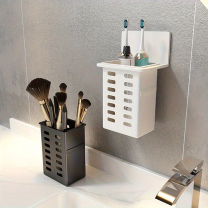 Functional Toothpaste and Toothbrush Bathroom Stand, Wall-Mounted Toothbrush Storage Rack, Bathroom Storage Organizer