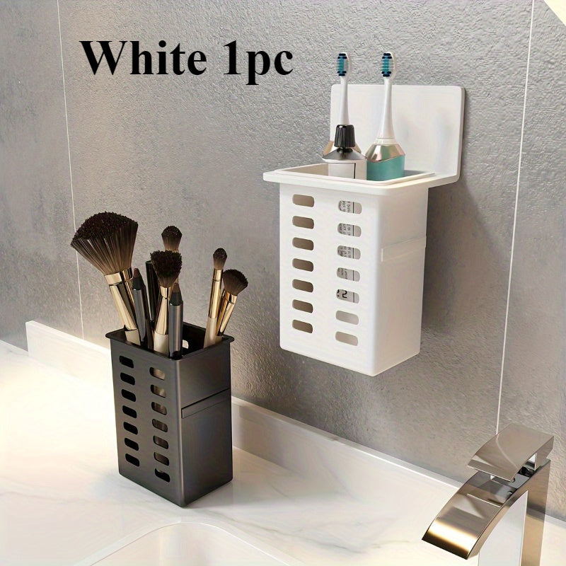 Functional Toothpaste and Toothbrush Bathroom Stand, Wall-Mounted Toothbrush Storage Rack, Bathroom Storage Organizer