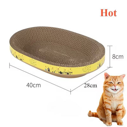 Corrugated Paper Cat Bed  Scratching Board  Oval Protective Furniture ClawSafe Lounge For Cats 2