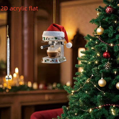 Holiday Coffee Machine Charm Acrylic Christmas Coffee Decoration Adorable Xmas Tree Pendant For Hol 4