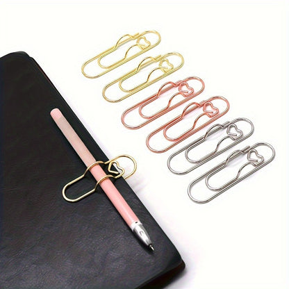 Multi functional pen clip pen hanging love paper clip pen button notebook accessories fixed seat pen clip