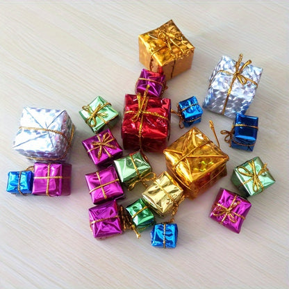 Mini Christmas Ornaments, Colorful 3D Gift Boxes, Party Supplies