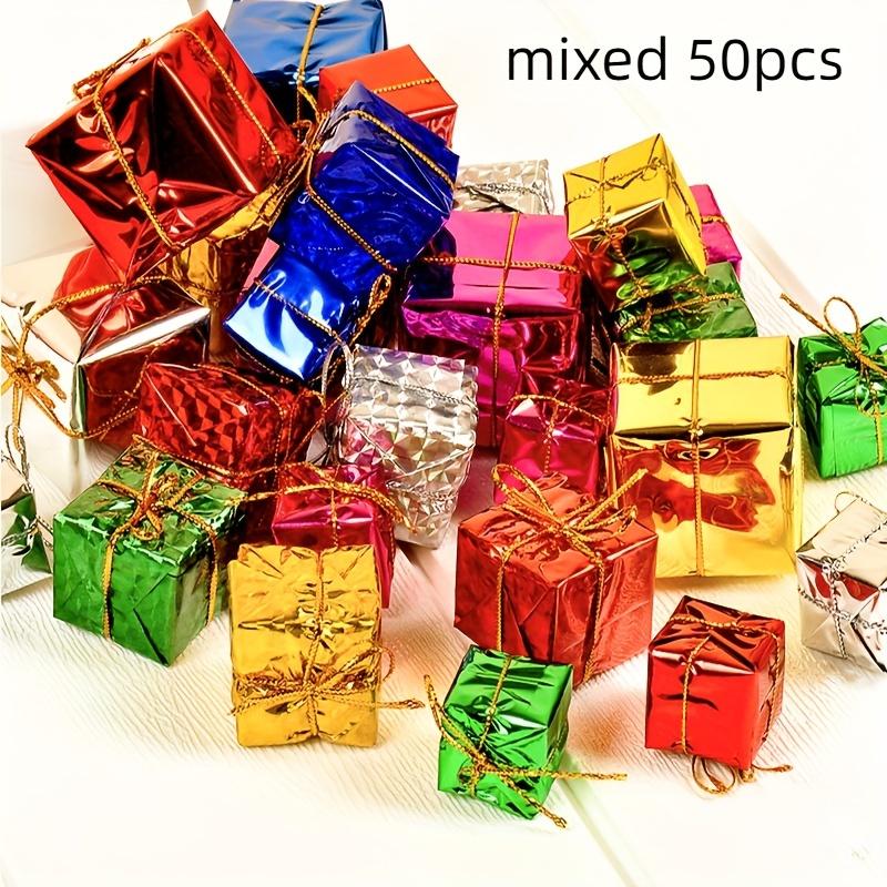 Mini Christmas Ornaments, Colorful 3D Gift Boxes, Party Supplies
