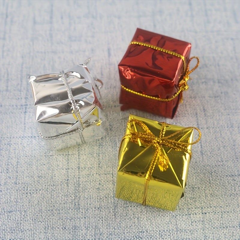Mini Christmas Ornaments, Colorful 3D Gift Boxes, Party Supplies