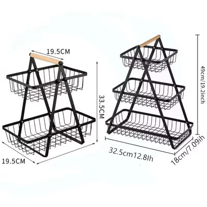 Multifunctional Fruit Basket New Portable Iron Kitchen Storage Rack Multilayer Snack Storage Shelf 4