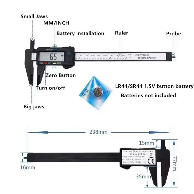 Plastic 150 Mm Vernier Caliper  Compact Measuring Tool For DIY Workshop  School Use 5