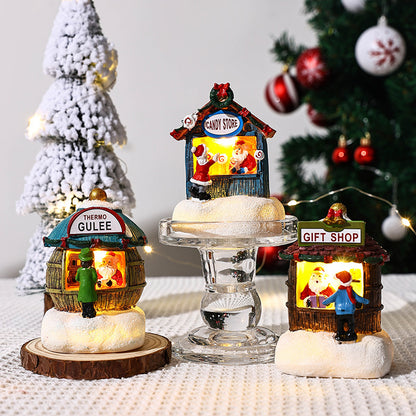 Resin LED Micro-Landscape Santa Claus, Christmas Desktop Decoration, Newest Christmas Gift Home Decoration, House Craft