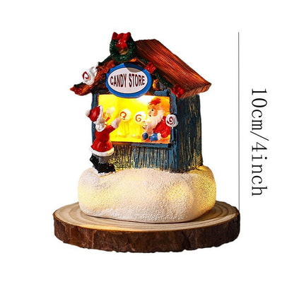 Resin LED Micro-Landscape Santa Claus, Christmas Desktop Decoration, Newest Christmas Gift Home Decoration, House Craft