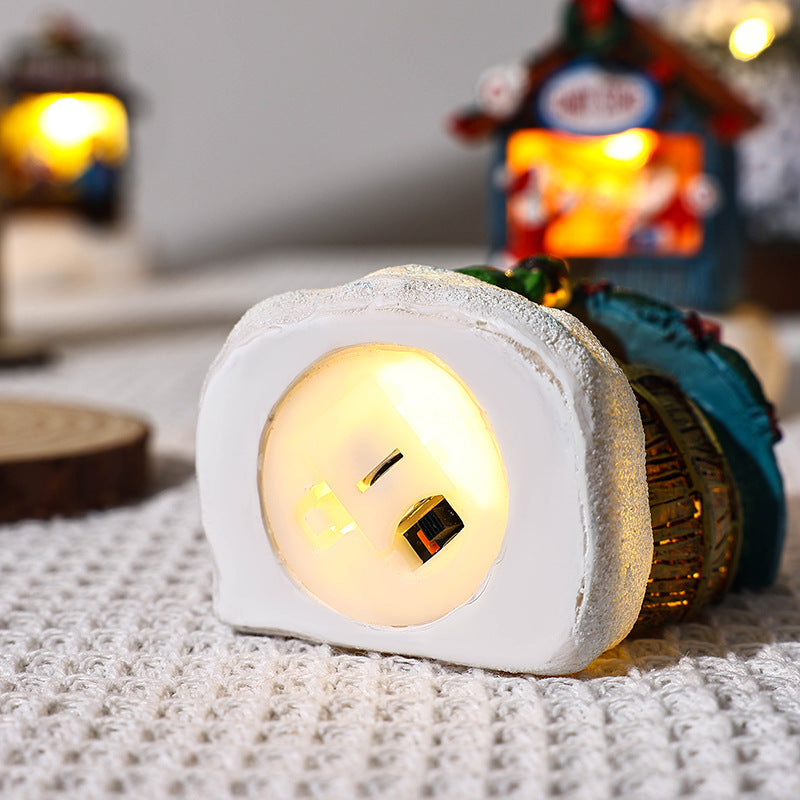 Resin LED Micro-Landscape Santa Claus, Christmas Desktop Decoration, Newest Christmas Gift Home Decoration, House Craft