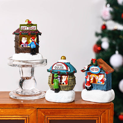 Resin LED Micro-Landscape Santa Claus, Christmas Desktop Decoration, Newest Christmas Gift Home Decoration, House Craft