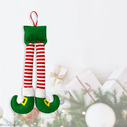 Christmas Elf Foot Clip Striped Red Elf Leg Hanging Tree Ornament Car Door Hanging Decoration Leg