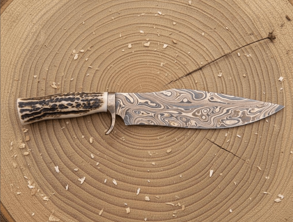 Buy Copper Damascus Hunting Bowie Knife