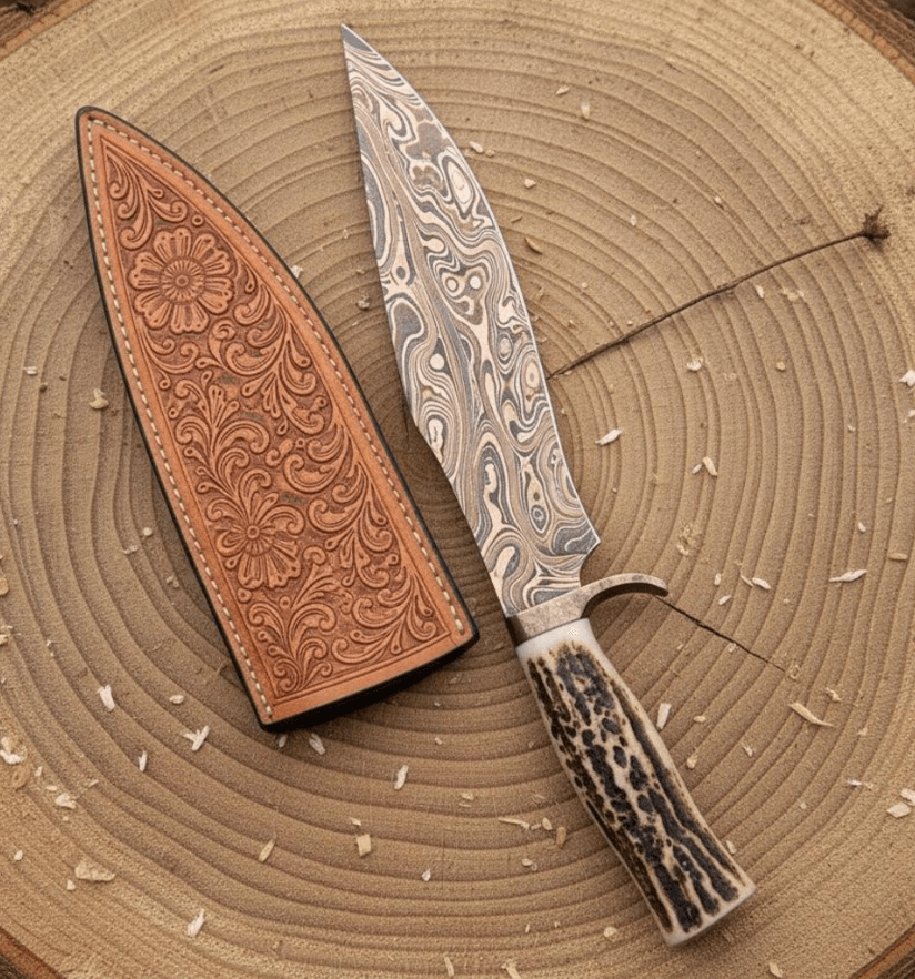 Buy Copper Damascus Hunting Bowie Knife