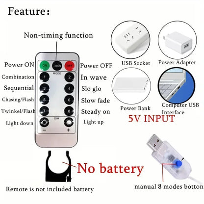 USB LED Silver Wire Curtain Lights Warm White Christmas Party Decor Wedding Garland Home Decoration 2