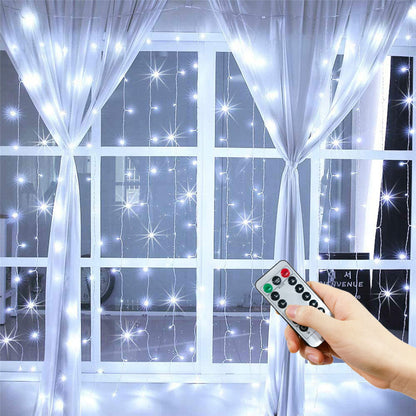 USB LED Silver Wire Curtain Lights Warm White Christmas Party Decor Wedding Garland Home Decoration 3