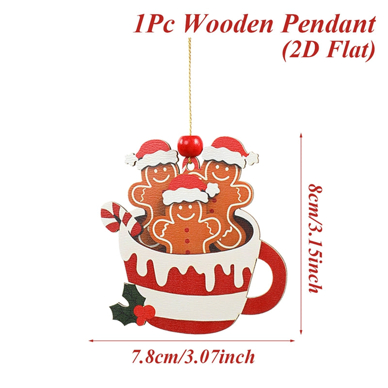 Merry Christmas Party Decoration Christmas Gingerbread Man Wooden Pendant Xmas Navidad Natal New Ye 4