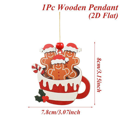 Merry Christmas Party Decoration Christmas Gingerbread Man Wooden Pendant Xmas Navidad Natal New Ye 4