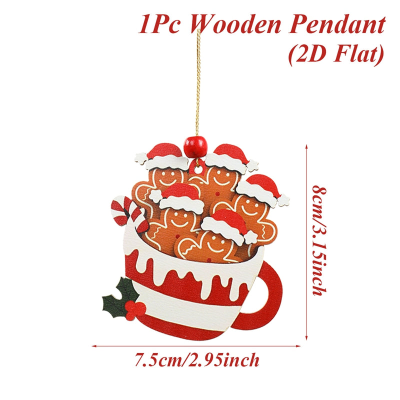 Merry Christmas Party Decoration Christmas Gingerbread Man Wooden Pendant Xmas Navidad Natal New Ye 6
