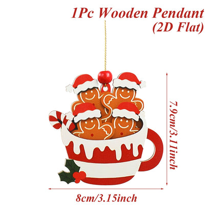 Merry Christmas Party Decoration Christmas Gingerbread Man Wooden Pendant Xmas Navidad Natal New Ye 7