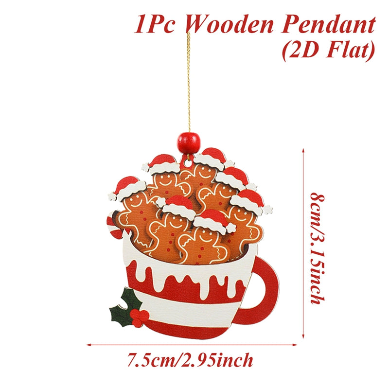 Merry Christmas Party Decoration Christmas Gingerbread Man Wooden Pendant Xmas Navidad Natal New Ye 8