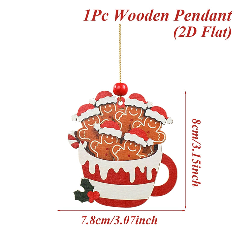 Merry Christmas Party Decoration Christmas Gingerbread Man Wooden Pendant Xmas Navidad Natal New Ye 9