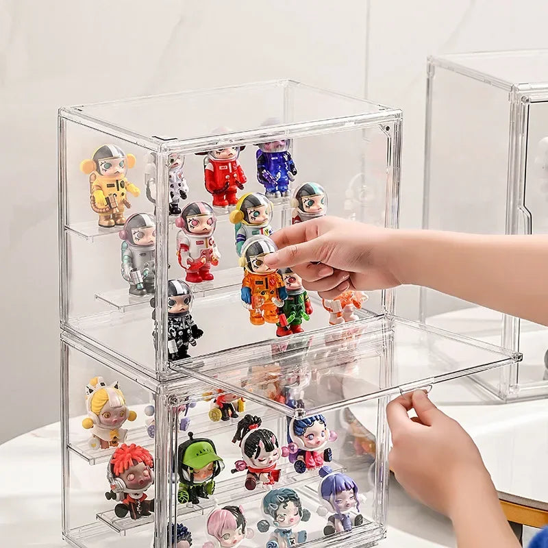 Large Capacity Storage Box Organizer For Figures Acrylic Display Dustproof Makeup Organizer Clear B 1