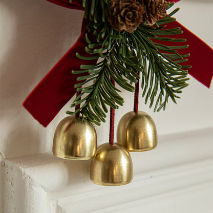 Velvet Bows, Jingle Bells & Pinecones Christmas Hanging Decor Set for Fireplace, Tree & Holiday Party Decor