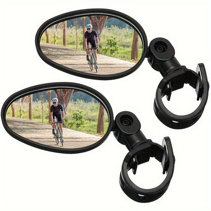 Acrylic Convex Oval Bike Mirrors, 360° Rotatable Handle bar Mount, Shock proof Rear View for Cycling