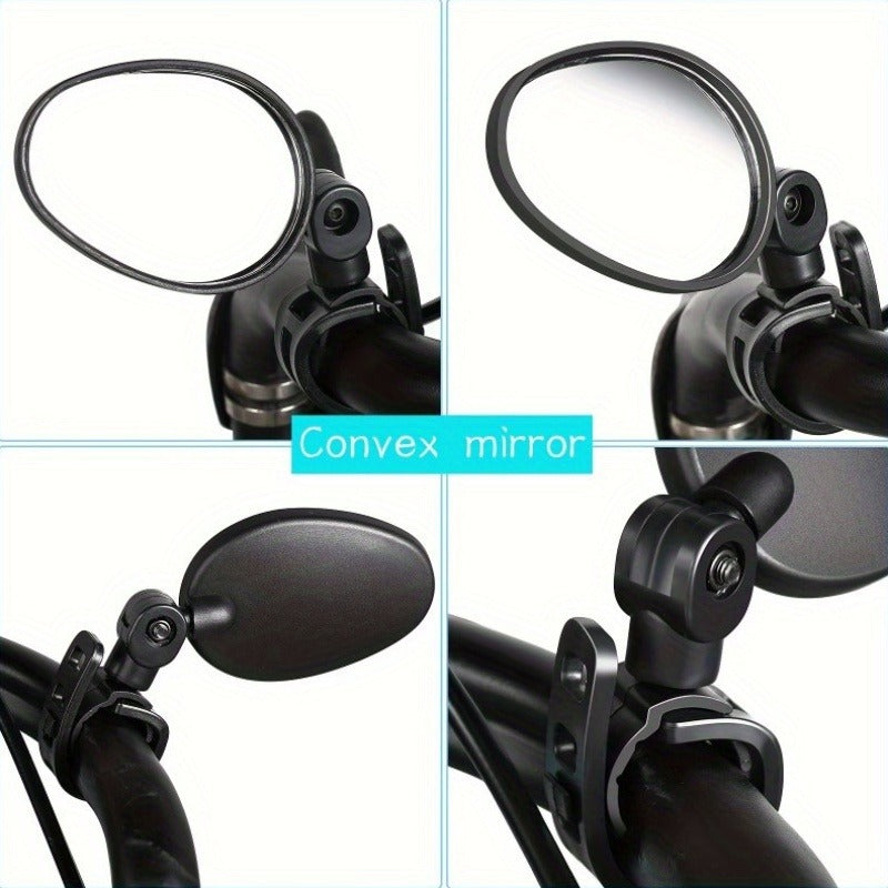 Acrylic Convex Oval Bike Mirrors 360 Rotatable Handle Bar Mount Shock Proof Rear View For Cycling 3