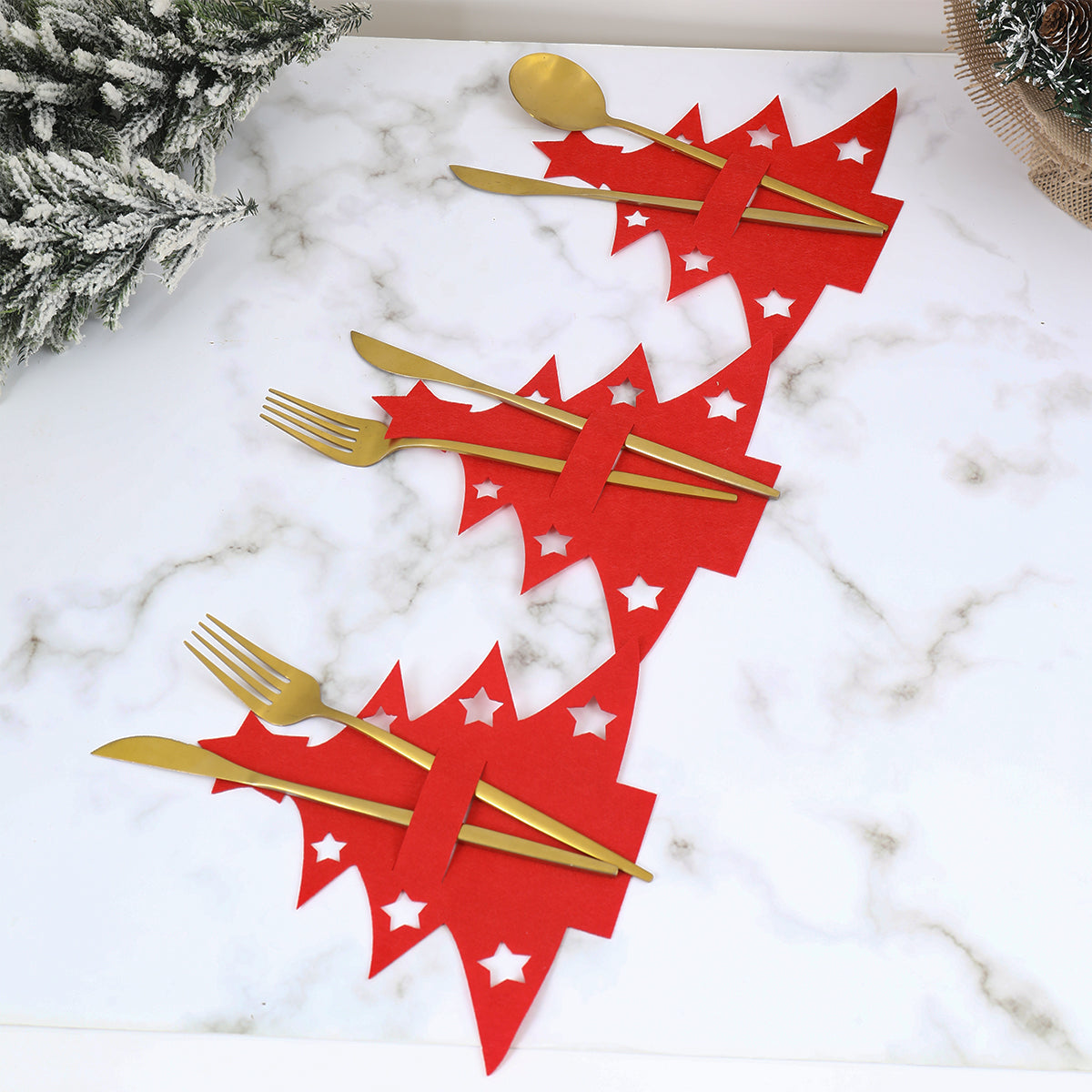 Snowflake Design Christmas Felt Cutlery Holders, Merry Christmas Decoration for Home