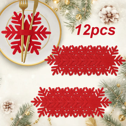 Snowflake Design Christmas Felt Cutlery Holders, Merry Christmas Decoration for Home