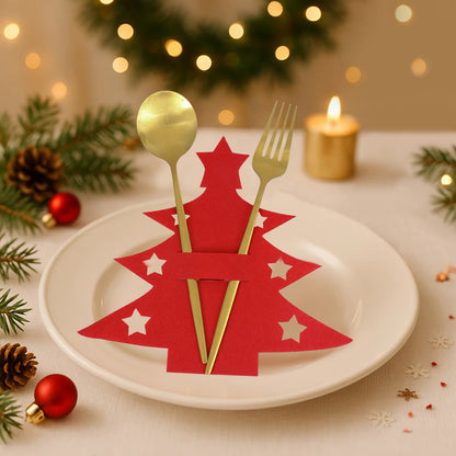 Snowflake Design Christmas Felt Cutlery Holders, Merry Christmas Decoration for Home