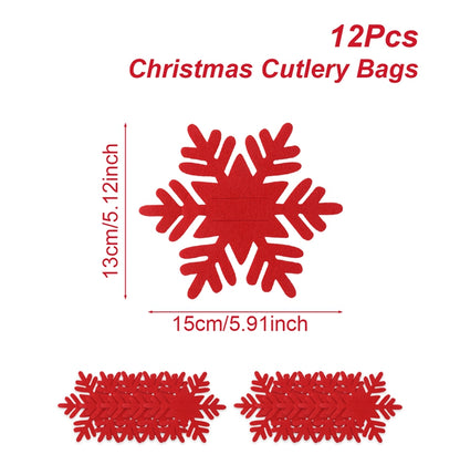 Snowflake Design Christmas Felt Cutlery Holders, Merry Christmas Decoration for Home
