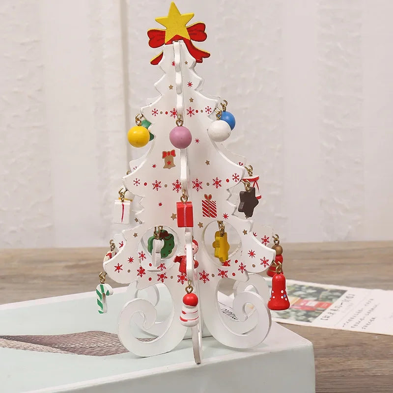 Wooden Christmas Tree Ornament Creative Decorations For Home Desktop New Year Kids Gifts Party Deco 6