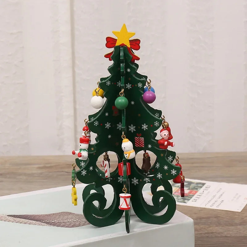 Wooden Christmas Tree Ornament Creative Decorations For Home Desktop New Year Kids Gifts Party Deco 7