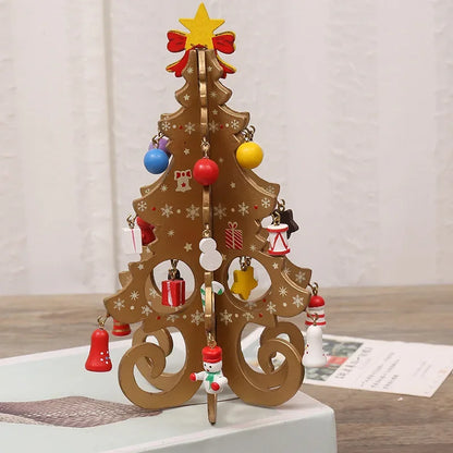 Wooden Christmas Tree Ornament Creative Decorations For Home Desktop New Year Kids Gifts Party Deco 8