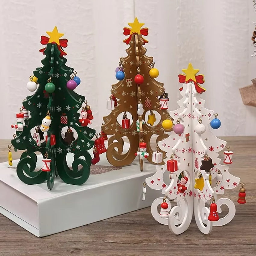 Wooden Christmas Tree Ornament, Creative Decorations for Home Desktop, New Year Kids Gifts, Party Decor Crafts