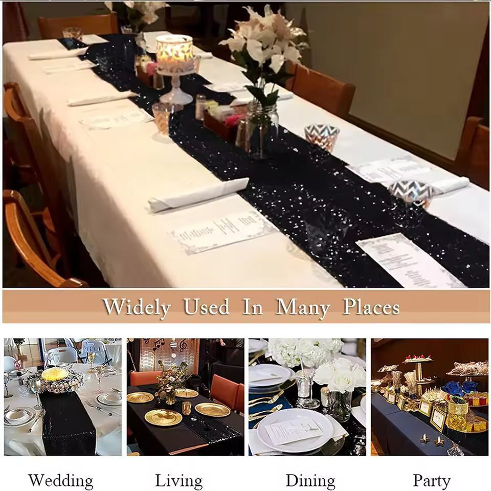 GlamSpark Sequin  Tassel Table Runner  Glamorous Glitter Table Runner For Weddings Parties  Special 1