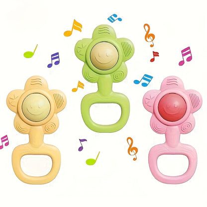 Hand Bell Toy for Kids, Sunflower Design, Cultivates Hand Holding Ability, Random Color, Suitable for Boys and Girls