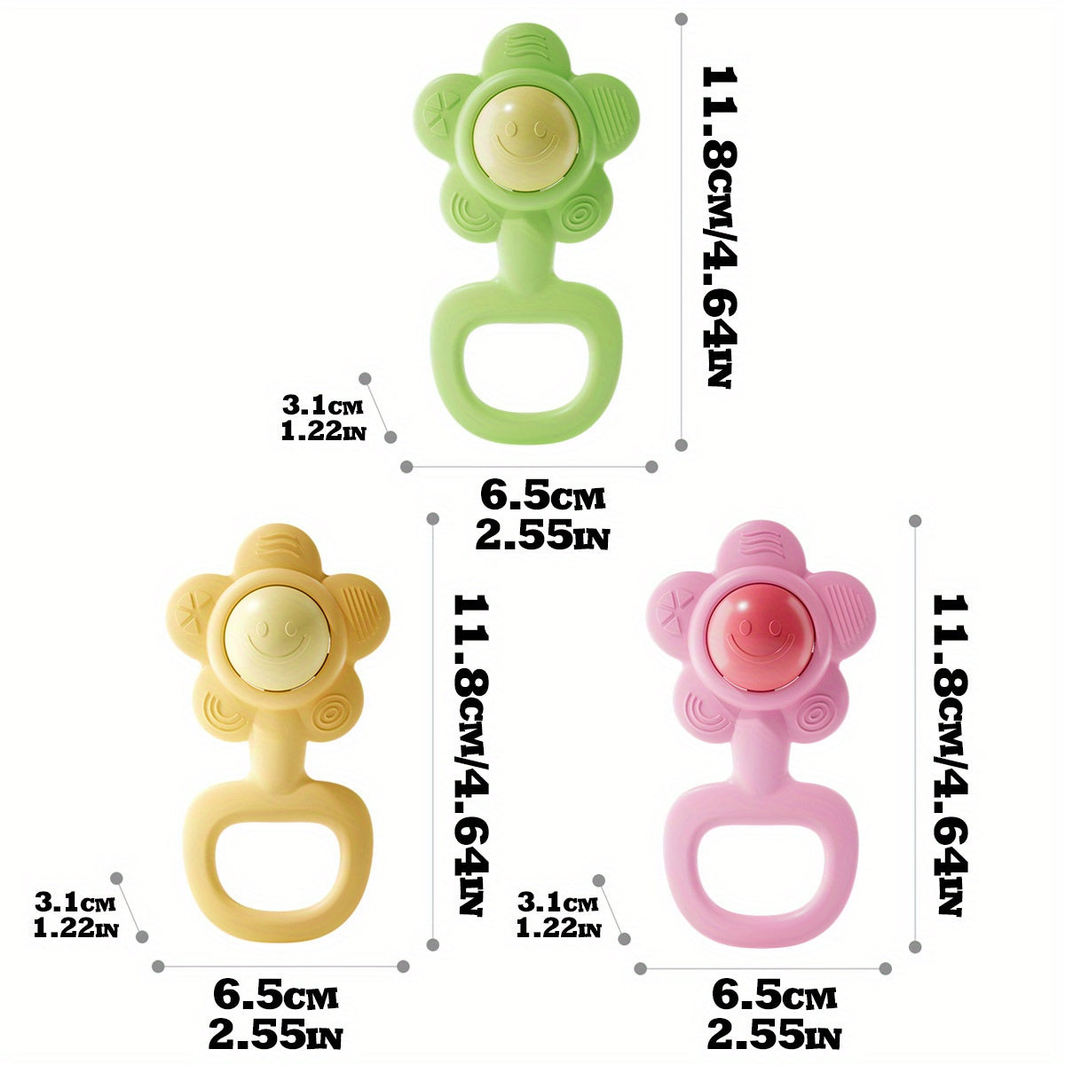 Hand Bell Toy For Kids Sunflower Design Cultivates Hand Holding Ability Random Color Suitable For B 1