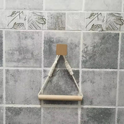 Wooden WallMounted Toilet Paper Holder Bathroom Tissue  Towel Rack Accessory 1