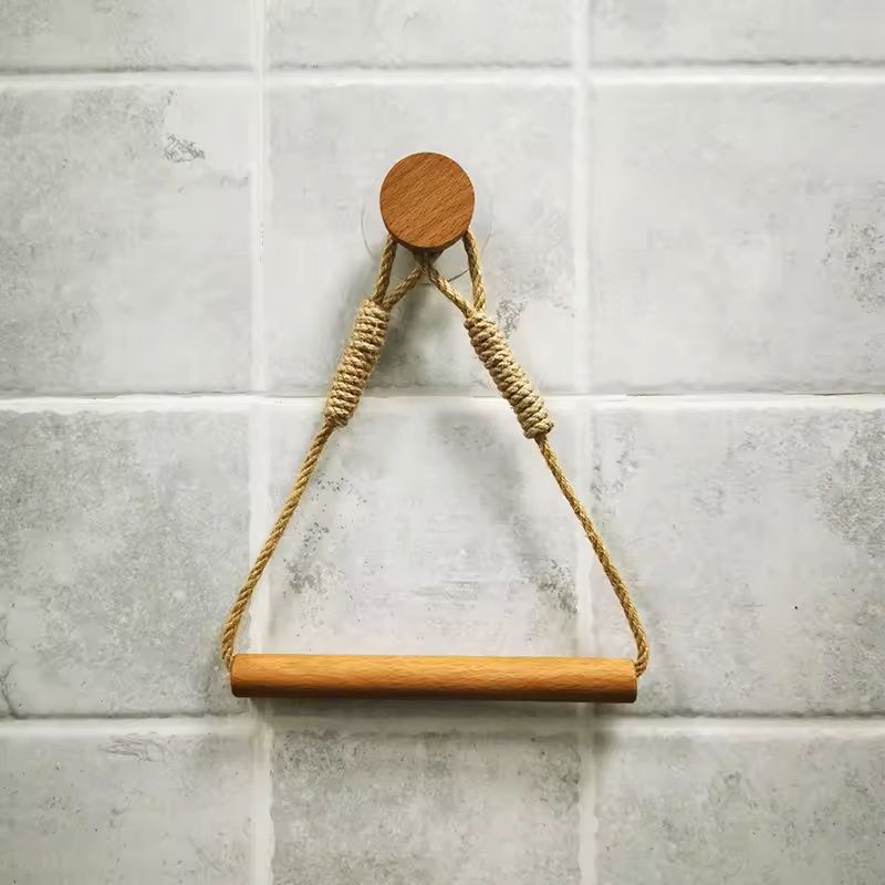 Wooden WallMounted Toilet Paper Holder Bathroom Tissue  Towel Rack Accessory 3