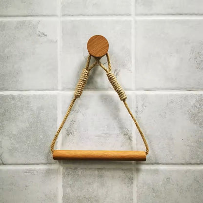 Wooden WallMounted Toilet Paper Holder Bathroom Tissue  Towel Rack Accessory 3