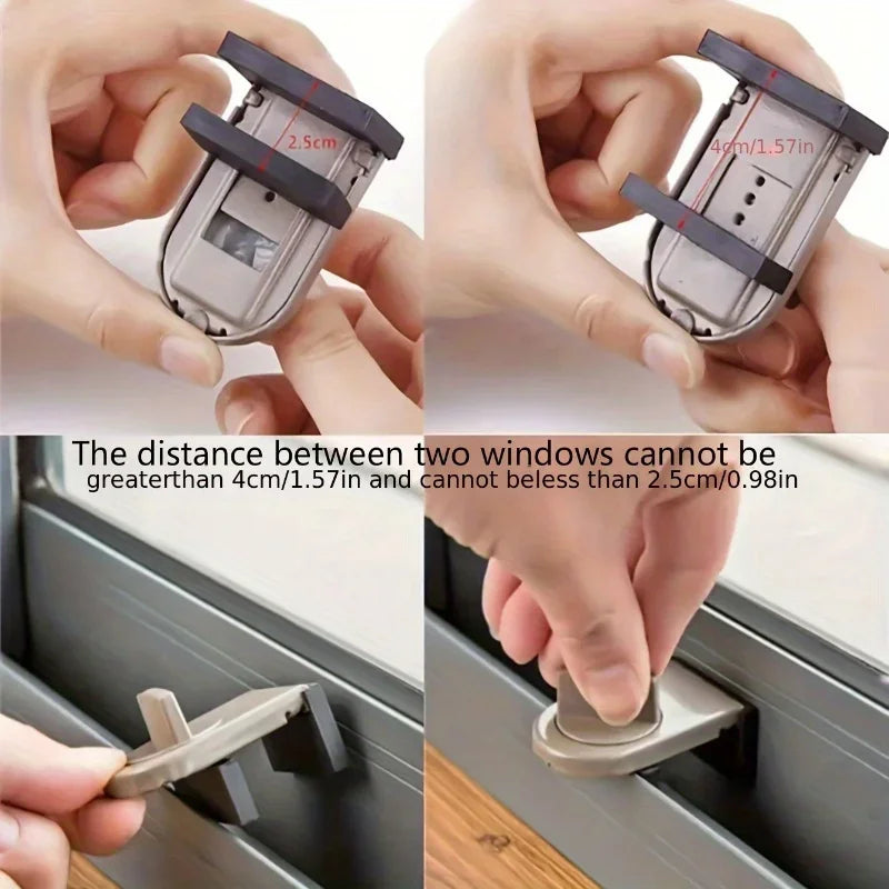 Sliding Window Safety Lock Adjustable Safety Lock Aluminium Alloy AntiTheft Children Window Lock 4