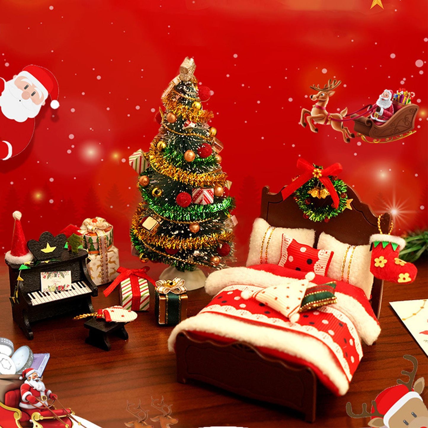 Holiday Winter Home Room Party Decoration Miniature Dollhouse Christmas Decor 2